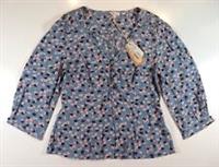FAT FACE BEATRICE TONAL FLORAL V-NECK 3/4 SLEEVE BLOUSE TOP - WOMEN UK10 - UK 10 Regular