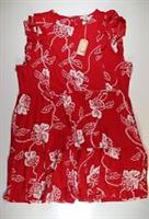 FAT FACE LAURIE BATIK COTTON JERSEY FLORAL FRILL DRESS - RED - WOMEN UK24 LONG - UK 24 Tall