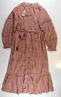 FAT FACE CORA GINGHAM BOHO LONG SLEEVE MIDI MAXI DRESS 972774 WOMEN UK22 - UK22 Regular