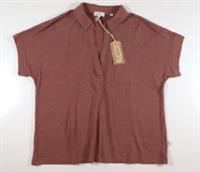 FAT FACE HANNAH HEMP POLO V-NECK LOOSE FIT BLOUSE TOP - BROWN - WOMEN ALL SIZES - UK 12 / UK 14 Regular