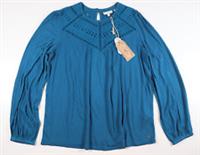 FAT FACE LAURA BRODERIE JERSEY LONG SLEEVE BLOUSE TOP - TEAL - WOMEN UK12 - UK 12 Regular