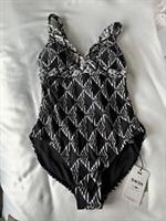 Fat Face Ava Mono Geo Tummy Control Swimsuit Size Uk 10 Rrp £49.50 Bnwt - 10 Regular