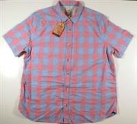 FAT FACE WARREN CHECK COTTON SHORT SLEEVE SHIRT - LIGHT PINK - MEN 2XL 4XL - 2XL / 4XL Regular