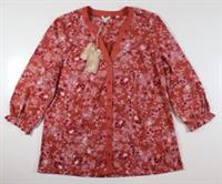 FAT FACE PETRA FLEUR MEADOW FLORAL V-NECK BLOUSE TOP - TAN ORANGE - WOMEN UK8 - UK 8 Regular