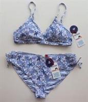 FAT FACE HIDDEN TURTLE TRIANGLE PADDED SWIMWEAR BEACH BIKINI BLUE WOMEN UK14 16 - TOP UK14 + BOTTOMS UK16 Regular