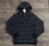 FAT FACE TRESCOWE FEEDER STRIPED TEXTURED COTTON PULLOVER HOODIE SKY NAVY MEN M - M Regular