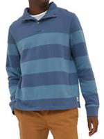 Fat Face Thorpe Blue Striped Button Funnel Neck Jumper Sweatshirt Rugby Top L - L Regular
