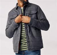 FAT FACE - ALBURY QUILTED FLEECE LINED OVERSHIRT JACKET - CHARCOAL - MEN XS TALL