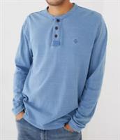 FAT FACE - JACQUARD HENLEY 100% COTTON LONG SLEEVE TOP - INDIGO - MEN 4XL - 4XL Regular