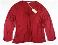 FAT FACE - TWIST FRONT JERSEY LONG SLEEVE BLOUSE TOP - DARK RED - WOMEN UK24 - UK24 Regular