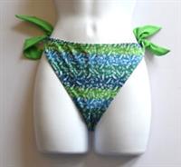 Fat Face Womens Bikini Bottoms Swimwear Blue Green Stripe Tie Side UK16 W34"-38" - 16 Regular