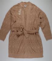 FAT FACE POINTELLE WRAP OPEN KNIT BELTED LONG CARDIGAN - CARAMEL - WOMEN UK12 - UK 12 Regular