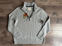 FAT FACE - BORDEN STITCH HALF NECK ZIP JUMPER WOOL MEN WINTER - GREY MARL - XL - XL Regular