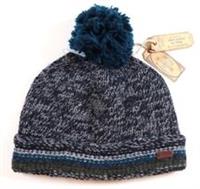 FAT FACE STRIPE TURN UP SOFT WOOL KNIT BEANIE HAT - NAVY 959728 - MEN ONE SIZE