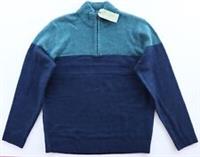 FAT FACE - COLOUR BLOCK WOOL KNIT HALF NECK JUMPER - OCEAN GREEN 972954 MEN 2XL - 2XL Regular