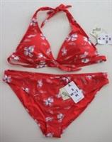 FAT FACE - BOLD BLOOMS CLASSIC FLORAL PADDED BIKINI SWIMWEAR - RED - WOMEN UK18 - UK 18 Regular