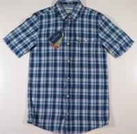 FAT FACE BARRINGTON CHECK COTTON SHORT SLEEVE SHIRT - BLUE - MEN XS TALL - XS Big & Tall