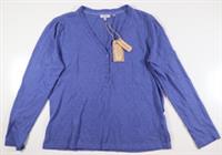FAT FACE - HELEN TEXTURED COTTON LONG SLEEVE V-NECK TOP BLUE 972927 WOMEN UK16 - UK 16 Regular
