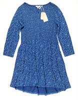 FAT FACE NINA WOODBLOCK COTTON JERSEY LONG SLEEVE DRESS 972803 WOMEN UK8 12 - UK 8 / UK 12 Regular