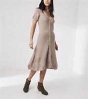 FAT FACE POLLY TEXTURED KNIT POINTELLE MIDI DRESS TAUPE BROWN 972519 WOMEN UK18 - UK 18 Regular