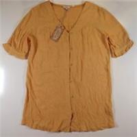 FAT FACE GRACE LONGLINE V-NECK BUTTON BLOUSE TOP - BUTTERCUP 956058 WOMEN UK10 - UK10 Regular