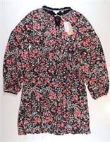 FAT FACE NIEVE FLORAL STRETCH JERSEY LONG SLEEVE DRESS - BLACK 980108 WOMEN UK10 - UK10 Regular