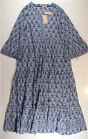 FAT FACE LILA SEA FLORAL RELAXED V-NECK MAXI DRESS - BLUE 975823 WOMEN UK10 - UK10 Regular