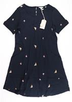 FAT FACE SIMONE FLORAL EMBROIDERED COTTON JERSEY DRESS BLACK 977057 WOMEN UK10 - UK 10 Regular