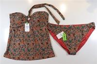 FAT FACE SKETCHED FLORAL HOOP TANKINI BIKINI SWIMWEAR - ORANGE 978843 WOMEN UK24 - UK 24 Regular
