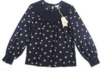 FAT FACE KITTY FLORAL DOT LACE LONG SLEEVE BLOUSE TOP BLACK 977259 WOMEN UK8 - UK 8 Regular