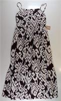 FAT FACE JULIEN IKAT GEO BOHO LINEN MIDI MAXI DRESS - BROWN 979207 WOMEN UK12 16 - UK12 / UK16 Regular