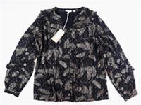 FAT FACE SUDLEY METALLIC FEATHER V-NECK BLOUSE TOP - BLACK 977074 - WOMEN UK12 - UK 12 Regular