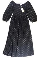 FAT FACE ADELE METALLIC SPARKLE SHIRRED MIDI MAXI DRESS BLACK 0001833 WOMEN UK6 - UK6 Regular