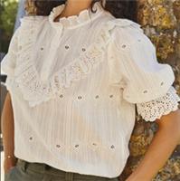 FAT FACE SIA BRODERIE LACE COTTON BUTTON BLOUSE TOP - WHITE 975871 WOMEN UK10 - UK 8 Regular