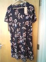 Fat Face Dress Size 16 Tunic style Swing Skater black ditsy Floral BNWT - 16 Regular