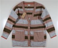 FAT FACE LILY STRIPE ALPACA WOOL KNIT V-NECK CARDIGAN - GREY 970626 - WOMEN UK10 - UK 10 Regular