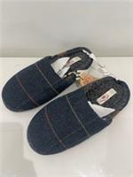 Fatface Navy Checked Mule Slippers UK 7 EU 41 Check Felt Borg Lined RRP £25