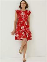 FAT FACE LAURIE BATIK COTTON JERSEY FLORAL FRILL DRESS 979824 - WOMEN UK24 LONG - UK 24 Tall