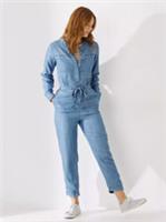 FAT FACE IMOGEN DENIM TENCEL LONG SLEEVE JUMPSUIT - 972786 - WOMEN UK22 LONG - UK22 Regular