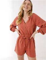 FAT FACE MARLOW LINEN LONG SLEEVE PLAYSUIT JUMPSUIT - ORANGE 975059 WOMEN UK14 - UK14 Regular