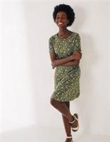 FAT FACE DELILAH DAISY FLORAL PRINT SOFT JERSEY DRESS - GREEN 975435 WOMEN UK8 - UK 8 Regular