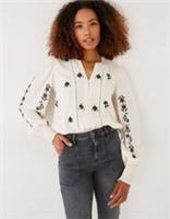 FAT FACE SENNEN EMBROIDERED FLORAL BLOUSE TOP - IVORY 977031 - WOMEN UK6 - UK 6 Regular