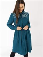 FAT FACE CORBY FLORAL EMBROIDERED LONG SLEEVE SHIRT DRESS 975903 - WOMEN UK14 - UK 14 Regular