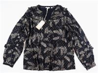 FAT FACE SUDLEY METALLIC FEATHER V-NECK BLOUSE TOP BLACK 977074 WOMEN UK12 - UK 12 Regular