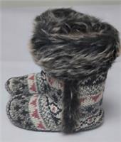 Fat Face knit & faux fur slipper boots size S Small 3 - 4 NEW