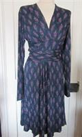 FAT FACE DRESS NAVY SOFT FEEL JERSEY FABRIC REPEAT PRINT FABRIC NWTS U.K 10L - 10 Regular