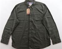 FAT FACE TICKTON PRINT COTTON LONG SLEEVE SHIRT -GREEN KHAKI 957024 MEN S XL 2XL - S / XL / 2XL Regular