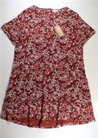 FAT FACE SIMONE BLUSH JERSEY FLORAL RELAXED DRESS RUST BROWN 978151 WOMEN UK18 - UK18 Regular