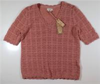 FAT FACE CROCHET VIENNA COTTON KNIT V-NECK BLOUSE TOP - PINK 972511 WOMEN UK12 - UK 12 Regular