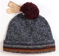 FAT FACE STRIPE TURN UP SOFT WOOL KNIT BEANIE HAT - GREY 959728 MEN ONE SIZE